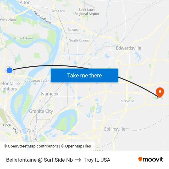 Bellefontaine @ Surf Side Nb to Troy IL USA map