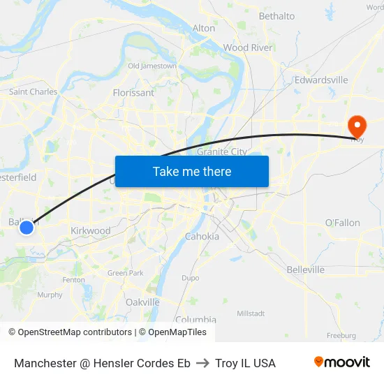 Manchester @ Hensler Cordes Eb to Troy IL USA map