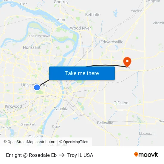 Enright @ Rosedale Eb to Troy IL USA map