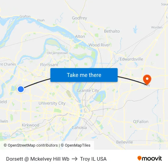 Dorsett @ Mckelvey Hill Wb to Troy IL USA map