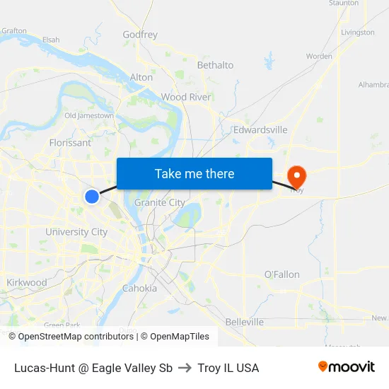Lucas-Hunt @ Eagle Valley Sb to Troy IL USA map