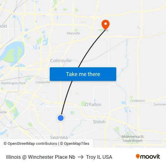 Illinois @ Winchester Place Nb to Troy IL USA map