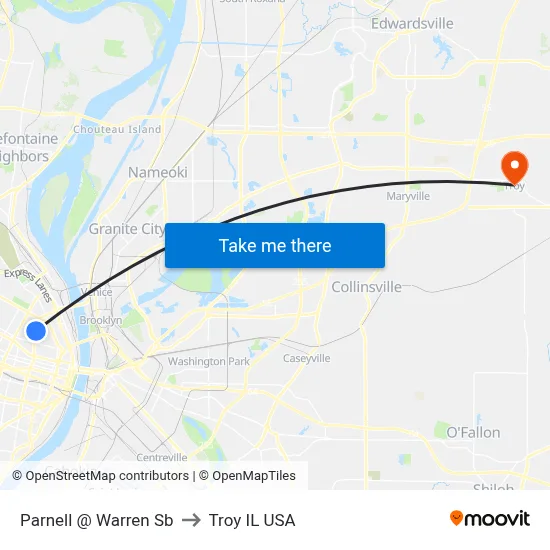 Parnell @ Warren Sb to Troy IL USA map
