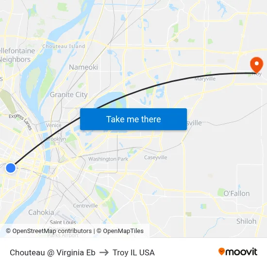 Chouteau @ Virginia Eb to Troy IL USA map