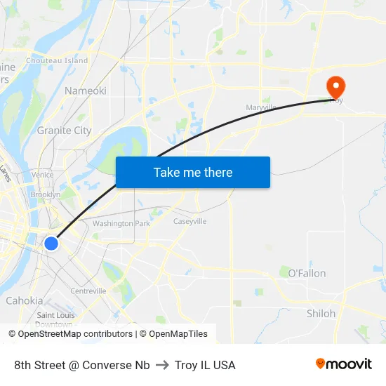 8th Street @ Converse Nb to Troy IL USA map