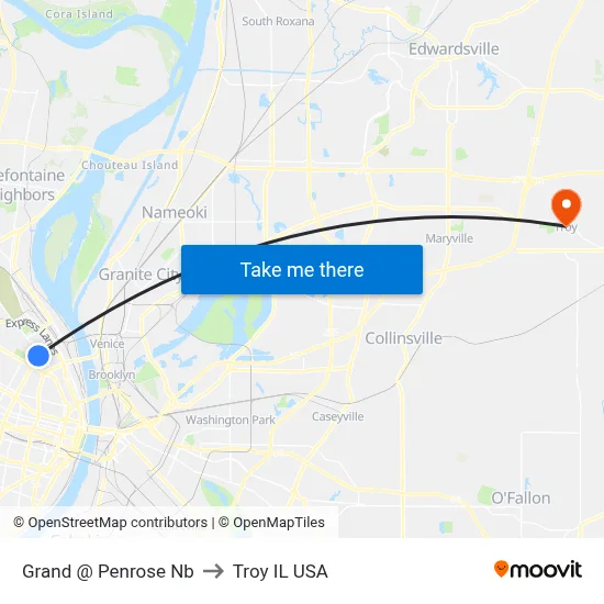 Grand @ Penrose Nb to Troy IL USA map