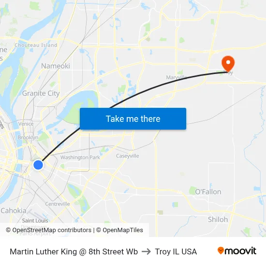 Martin Luther King @ 8th Street Wb to Troy IL USA map