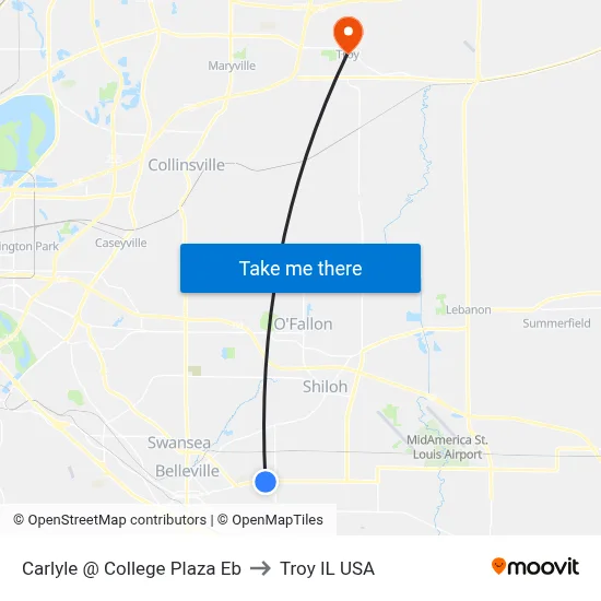 Carlyle @ College Plaza Eb to Troy IL USA map