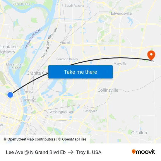 Lee Ave @ N Grand Blvd Eb to Troy IL USA map