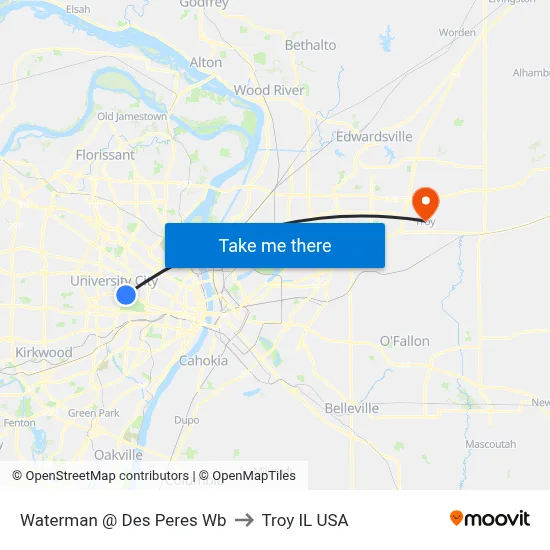 Waterman @ Des Peres Wb to Troy IL USA map