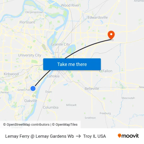 Lemay Ferry @ Lemay Gardens Wb to Troy IL USA map