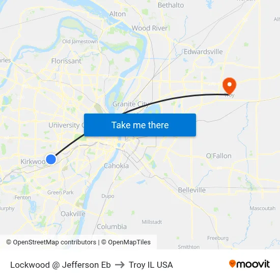 Lockwood @ Jefferson Eb to Troy IL USA map