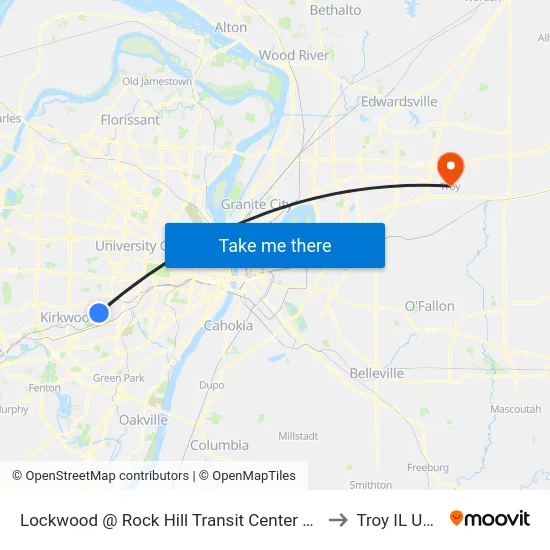 Lockwood @ Rock Hill Transit Center Wb to Troy IL USA map