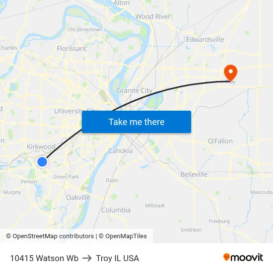 10415 Watson Wb to Troy IL USA map