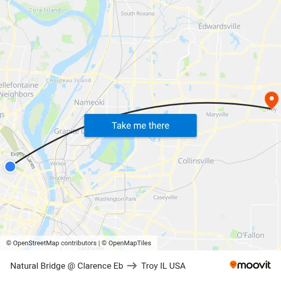 Natural Bridge @ Clarence Eb to Troy IL USA map