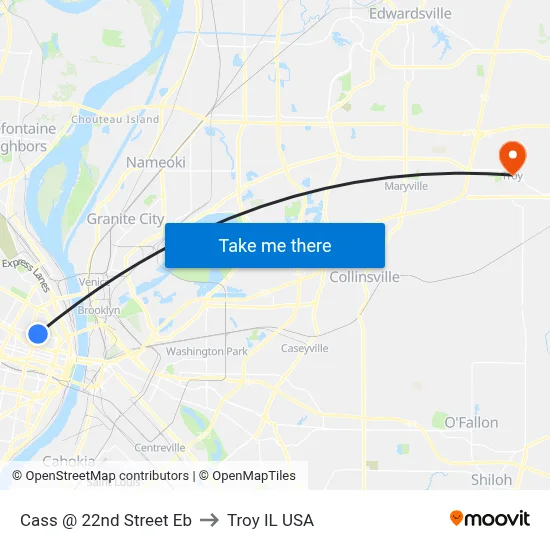 Cass @ 22nd Street Eb to Troy IL USA map