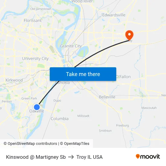 Kinswood @ Martigney Sb to Troy IL USA map