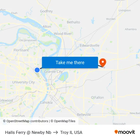 Halls Ferry @ Newby Nb to Troy IL USA map