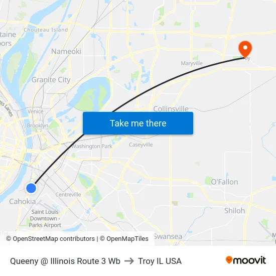 Queeny @ Illinois Route 3 Wb to Troy IL USA map