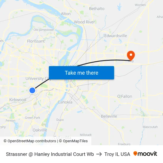 Strassner @ Hanley Industrial Court Wb to Troy IL USA map