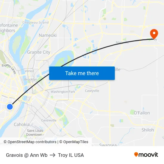 Gravois @ Ann Wb to Troy IL USA map