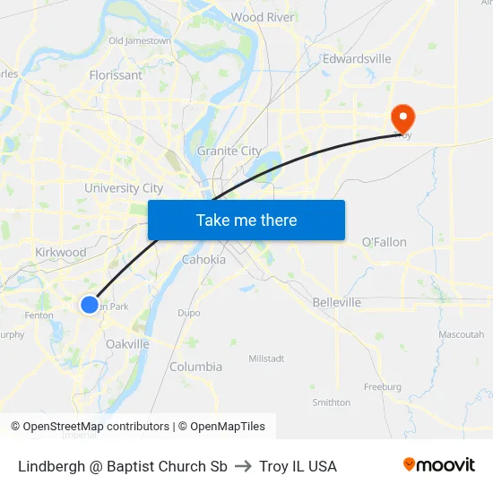 Lindbergh @ Baptist Church Sb to Troy IL USA map