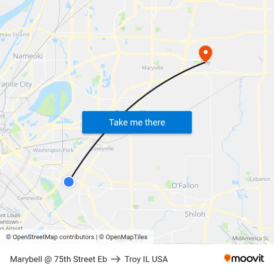 Marybell @ 75th Street Eb to Troy IL USA map