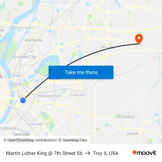 Martin Luther King @ 7th Street Sb to Troy IL USA map