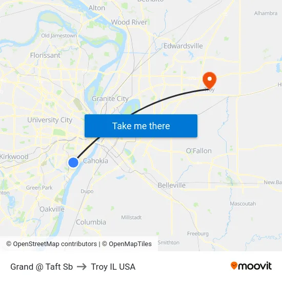 Grand @ Taft Sb to Troy IL USA map