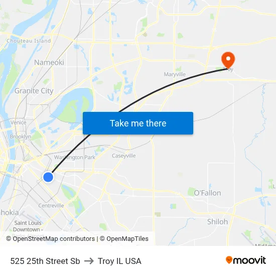 525 25th Street Sb to Troy IL USA map