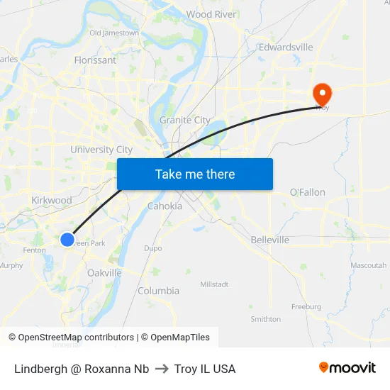 Lindbergh @ Roxanna Nb to Troy IL USA map