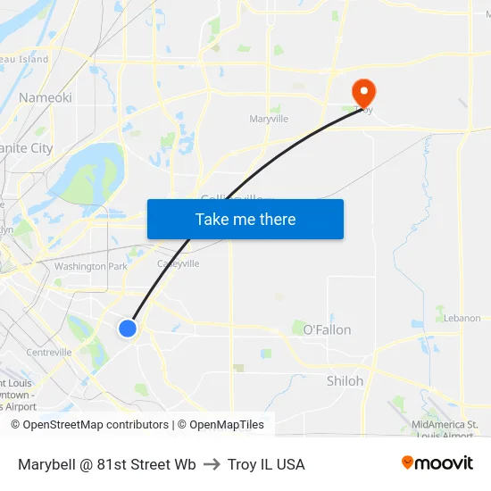 Marybell @ 81st Street Wb to Troy IL USA map