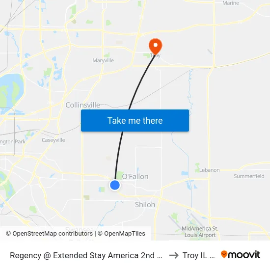 Regency @ Extended Stay America 2nd Entrance Nb to Troy IL USA map