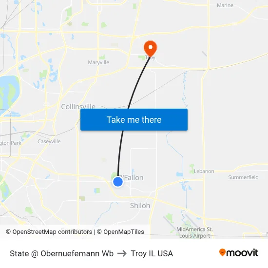 State @ Obernuefemann Wb to Troy IL USA map