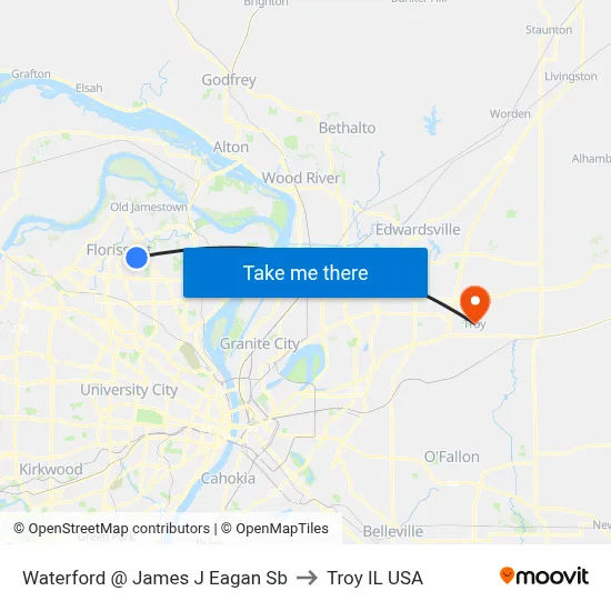 Waterford @ James J Eagan Sb to Troy IL USA map