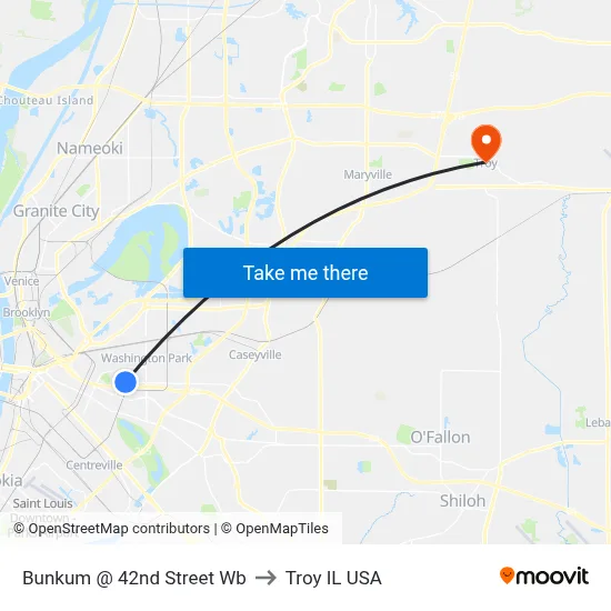Bunkum @ 42nd Street Wb to Troy IL USA map