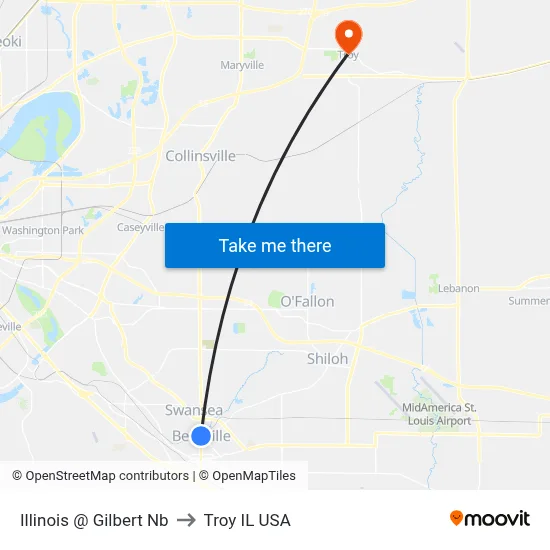 Illinois @ Gilbert Nb to Troy IL USA map