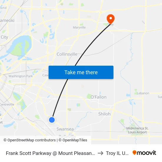 Frank Scott Parkway @ Mount Pleasant Sb to Troy IL USA map