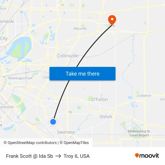 Frank Scott @ Ida Sb to Troy IL USA map