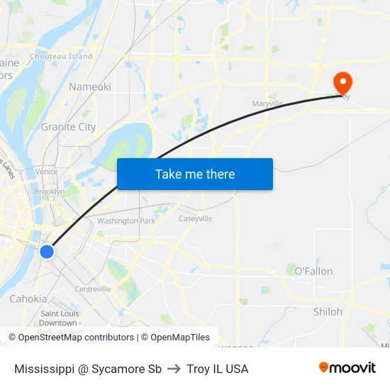 Mississippi @ Sycamore Sb to Troy IL USA map