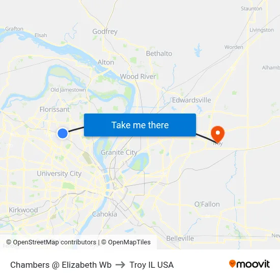 Chambers @ Elizabeth Wb to Troy IL USA map