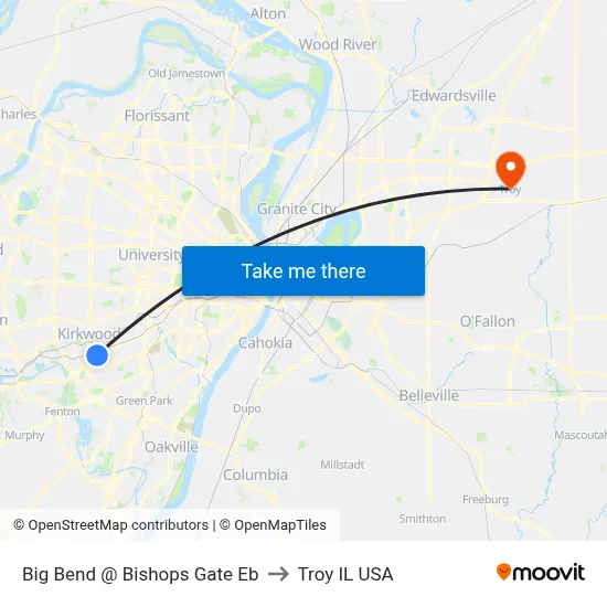 Big Bend @ Bishops Gate Eb to Troy IL USA map
