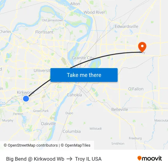 Big Bend @ Kirkwood Wb to Troy IL USA map