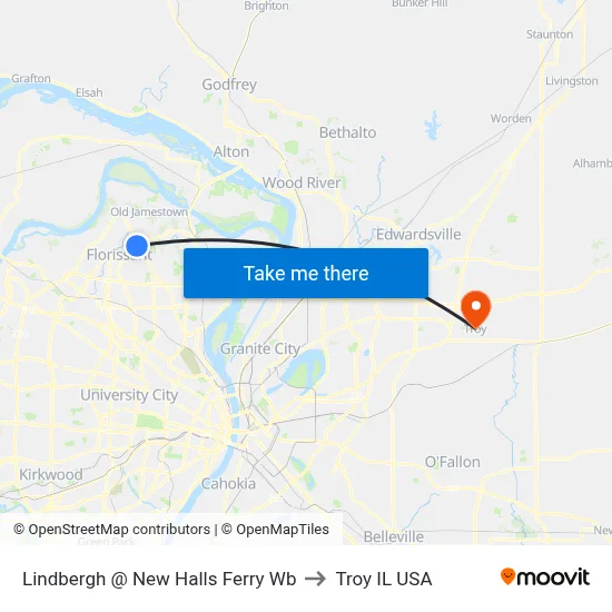 Lindbergh @ New Halls Ferry Wb to Troy IL USA map