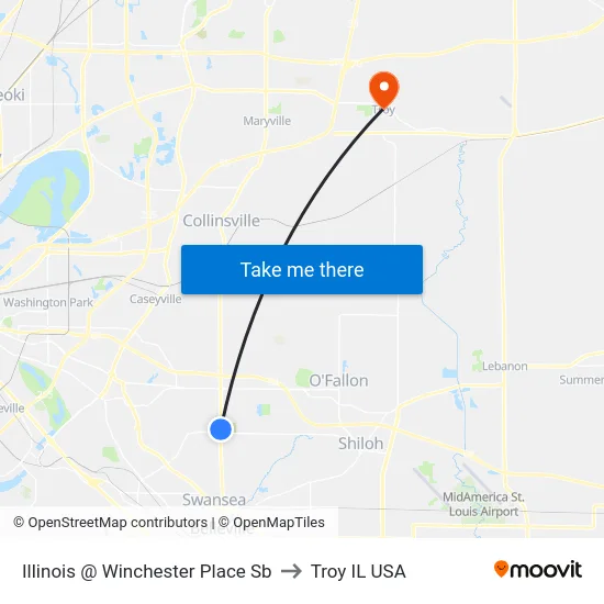 Illinois @ Winchester Place Sb to Troy IL USA map