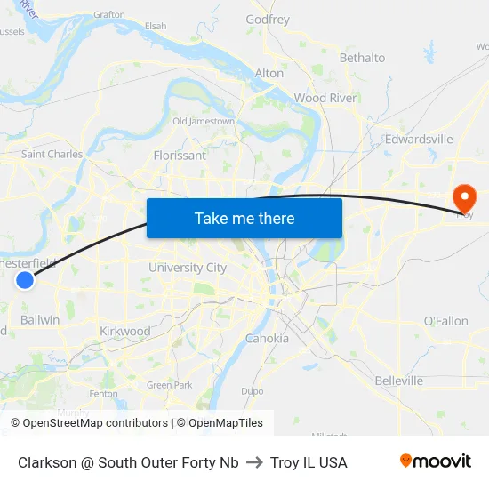 Clarkson @ South Outer Forty Nb to Troy IL USA map
