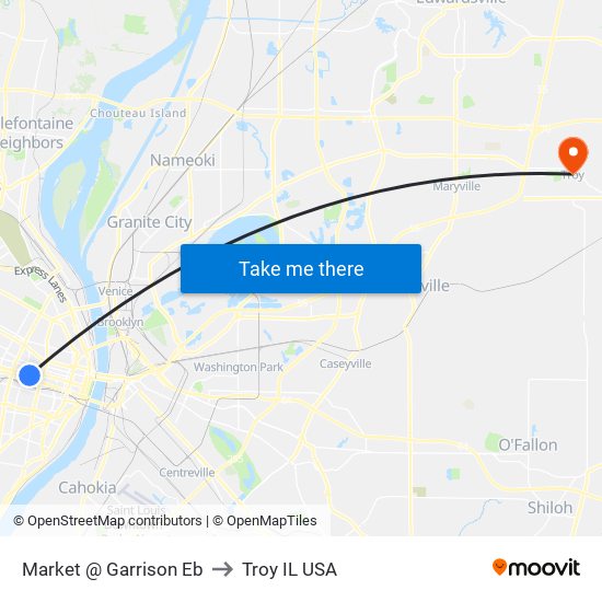 Market @ Garrison Eb to Troy IL USA map