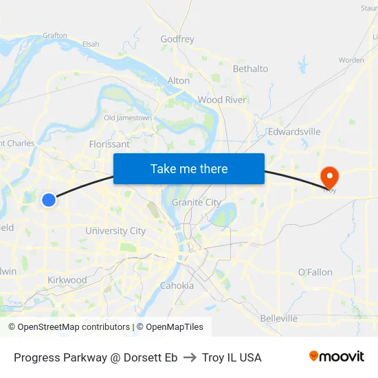 Progress Parkway @ Dorsett Eb to Troy IL USA map