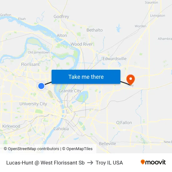 Lucas-Hunt @ West Florissant Sb to Troy IL USA map