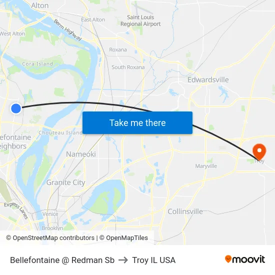 Bellefontaine @ Redman Sb to Troy IL USA map